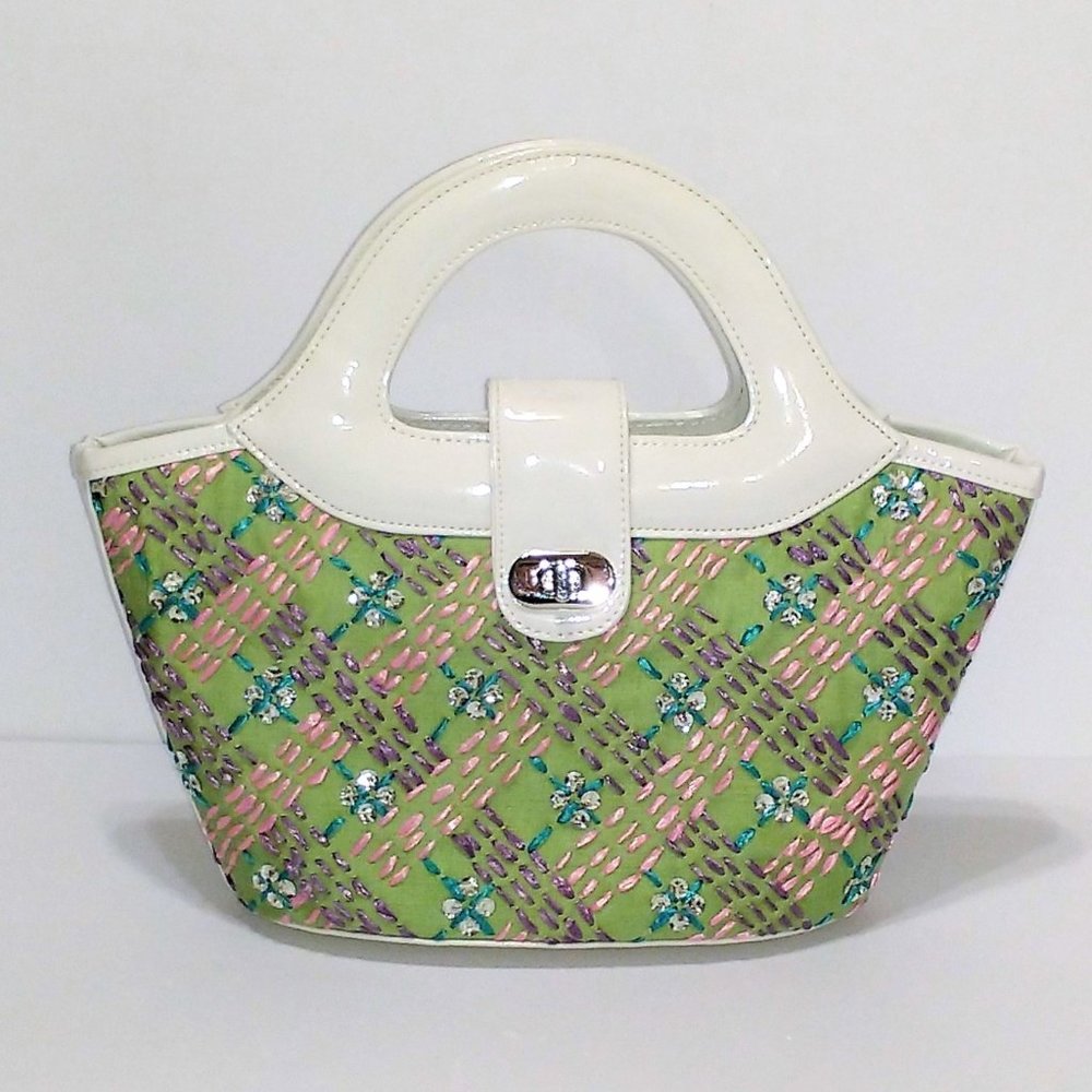 Lulu Guinness raffia embellished handbag